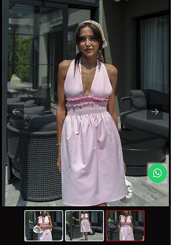 Havoş boyundan bağlamalı pembe elbise
