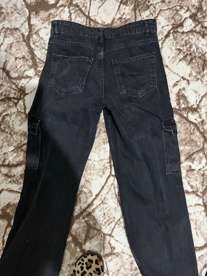 Bol Kesim Kadın kargo Kot Pantolon - Görsel 3