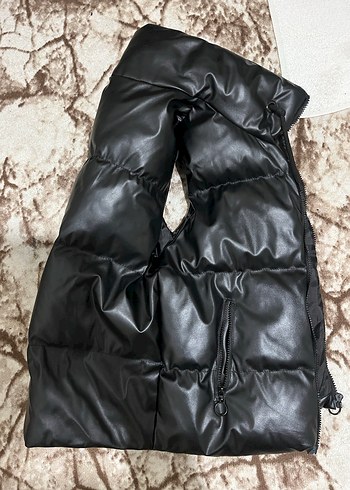 Siyah Deri Kadın Kışlık Mont - Görsel 3