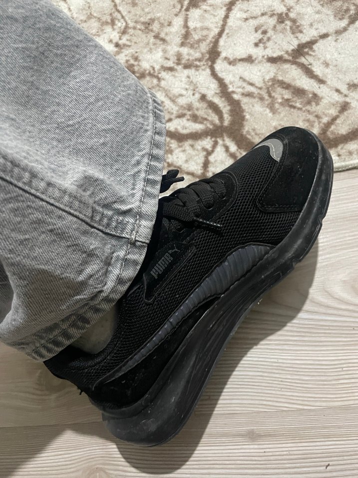 Siyah Gri Kadın Spor Ayakkabı Wedge Topuklu - Görsel 3