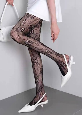 ÇİÇEK DESENLİ FİLE KÜLOTLU ÇORAP - Görsel 6