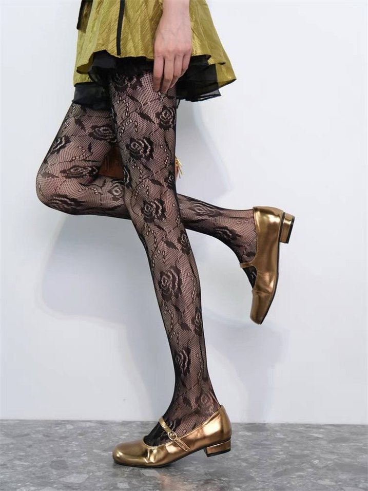 ÇİÇEK DESENLİ FİLE KÜLOTLU ÇORAP - Görsel 5