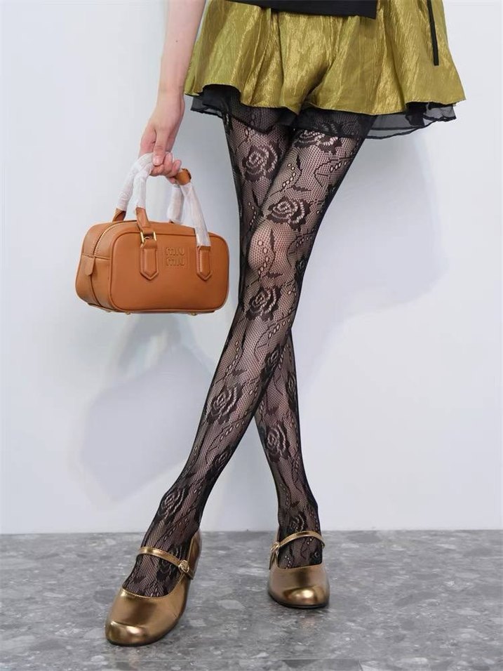 ÇİÇEK DESENLİ FİLE KÜLOTLU ÇORAP - Görsel 3