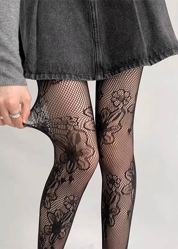 ÇİÇEK DESENLİ KÜLOTLU ÇORAP - Görsel 2