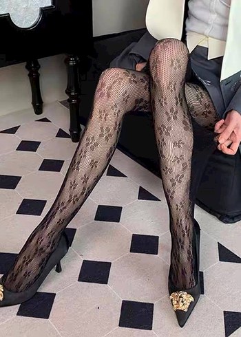 ÇİÇEK DESENLİ FİLE KÜLOTLU ÇORAP - Görsel 4