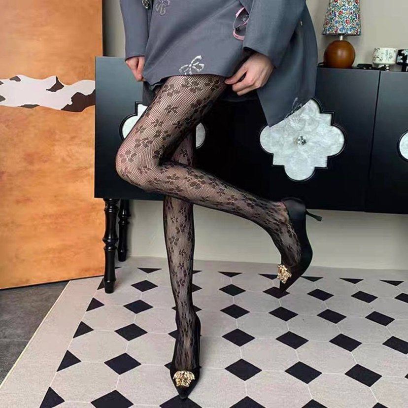 ÇİÇEK DESENLİ FİLE KÜLOTLU ÇORAP - Görsel 2