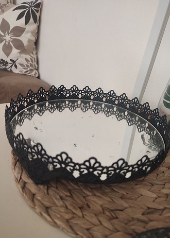 Diğer Siyah Metal Kulplu Dekoratif Tepsi