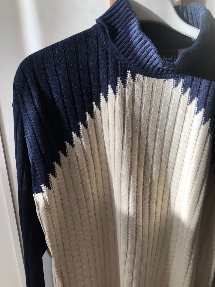 Gri Beyaz Kadın Balıkçı Yaka Triko Kazak - Görsel 2