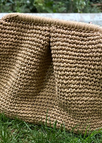 Beden Örgü Kadın Clutch Çanta Kahverengi