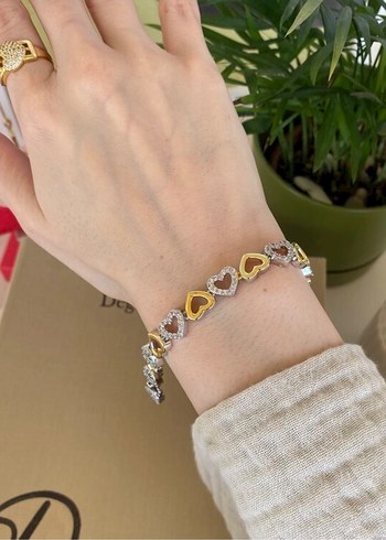Zirkon taşlı Vip Kalpli Bileklik - Görsel 2