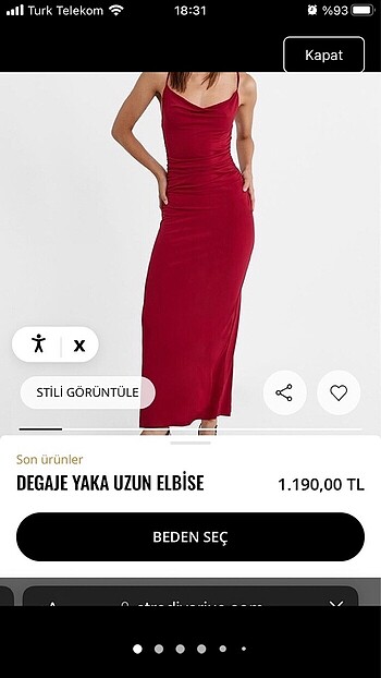 stradivarius degaje yaka uzun elbise kıtmızı mezuniyet düğün elb