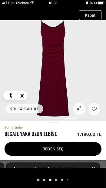 s Beden stradivarius degaje yaka uzun elbise kıtmızı mezuniyet düğün elb