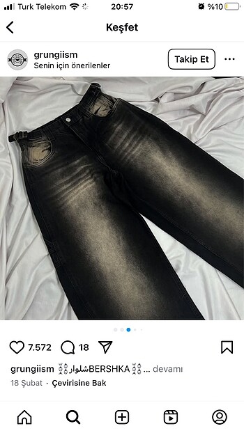 34 Beden siyah Renk bershka viral siyah baggy pantolon ballon fit carpenter pull and