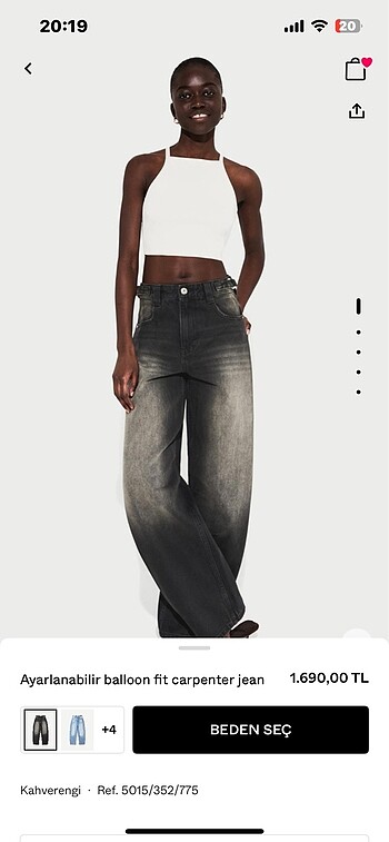 Bershka bershka viral siyah baggy pantolon ballon fit carpenter pull and