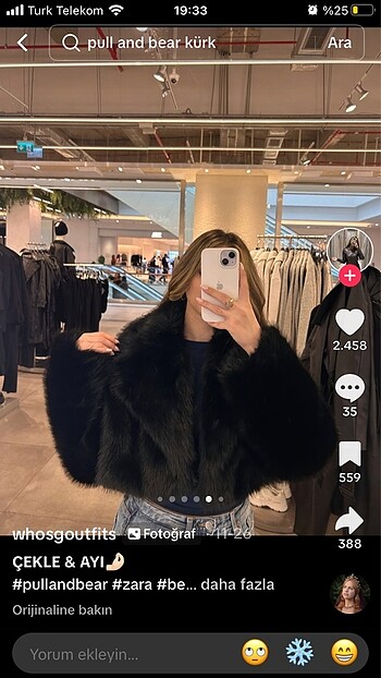 Pull and Bear İBANDAN SATIŞ PARANIN ÜSTÜ İBANA* pull and bear siyah suni kürk 