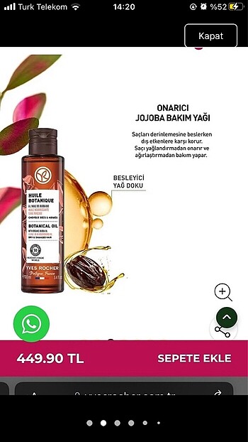  Beden yves rocher saç bakım yağı jojoba yağı onarıcı yağ saç uzatma ıs