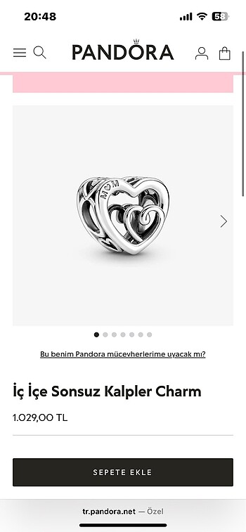 Pandora orjinal pandora charm iç içe sonsuz kalpler charm