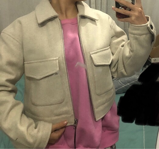 xs Beden IXBANDAN SATIS bershka yumuşak crop ceket süet ceket bej