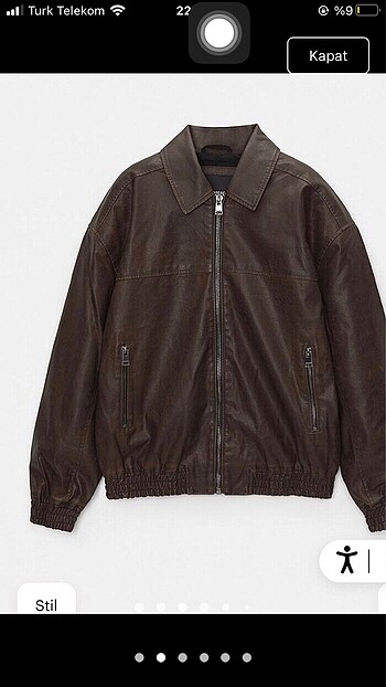 Pull and Bear İXBANDAN SATIŞ pull and bear kahverengi deri ceket