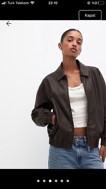 s Beden İXBANDAN SATIŞ pull and bear kahverengi deri ceket