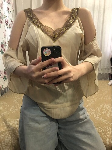 s Beden vintage bluz üst y2k bluz düşük bel pantolonla süper olur bershk