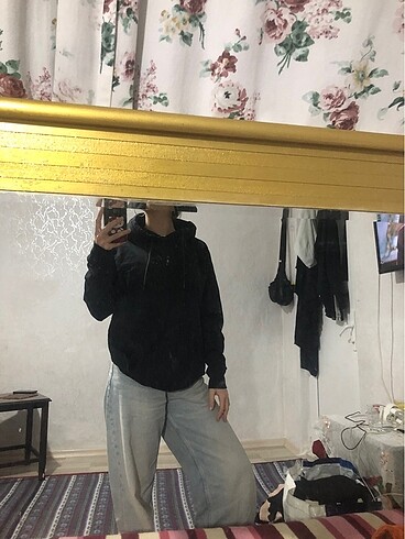 bershka siyah oversize sweatshırt bol sweat m beden zara pull an