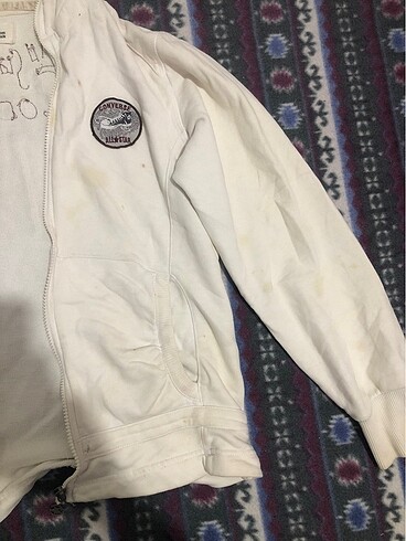 s Beden orjinal converse beyaz oversize hırka fermuarlı kapüşonlu