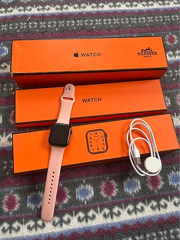 replika akıllı saat apple watch muadili toz pembe kordonlu akıll