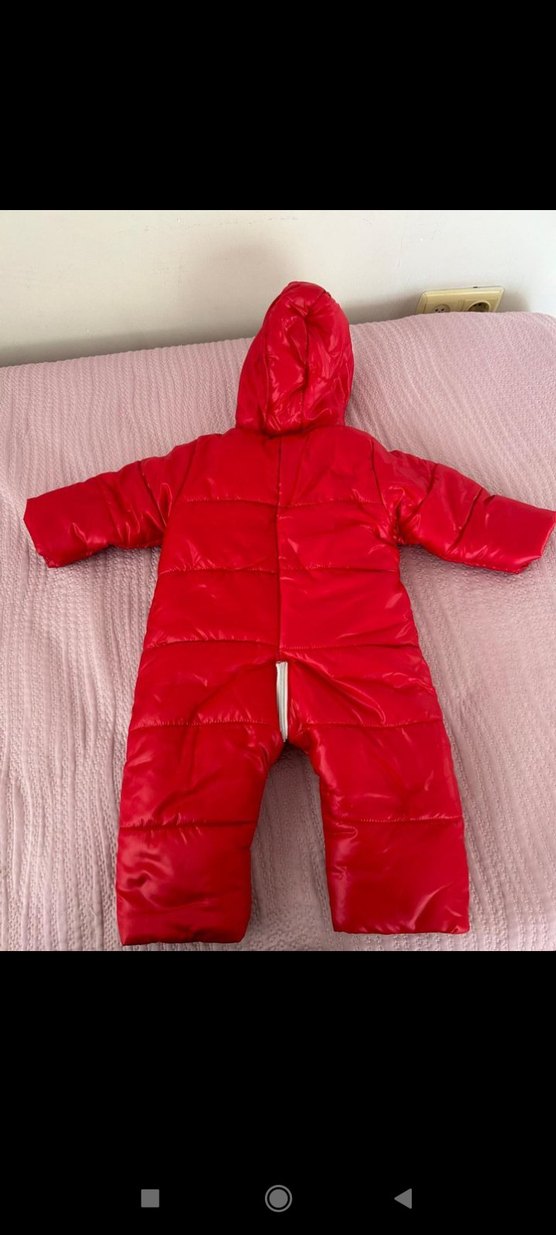 Kız Bebek Kırmızı Kürklü Kar Tulumu - Görsel 2