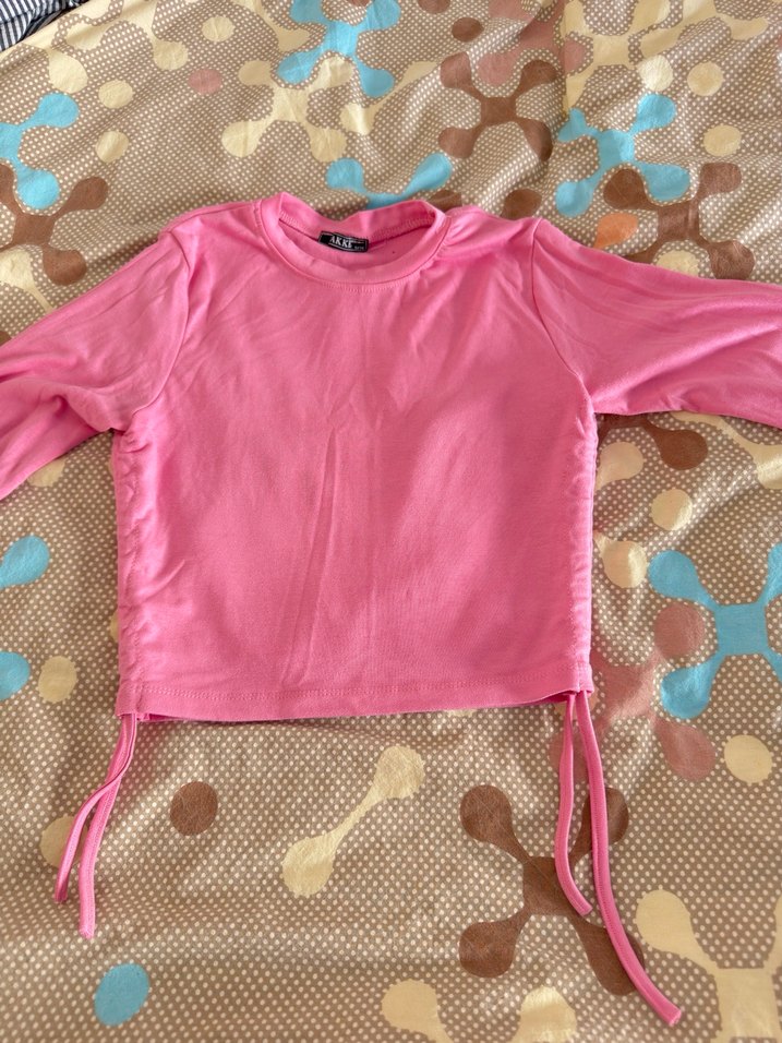 Pembe Uzun Kollu Kız Tişörtü - Görsel 2