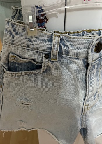 Gri Bağcıklı Mini coçuk  Denim Şort - Görsel 2