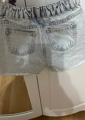 Gri Bağcıklı Mini coçuk  Denim Şort - Görsel 4