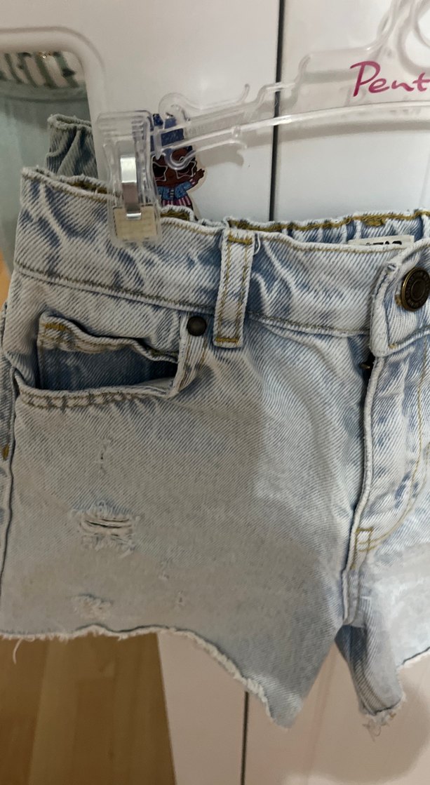 Gri Bağcıklı Mini coçuk  Denim Şort - Görsel 2