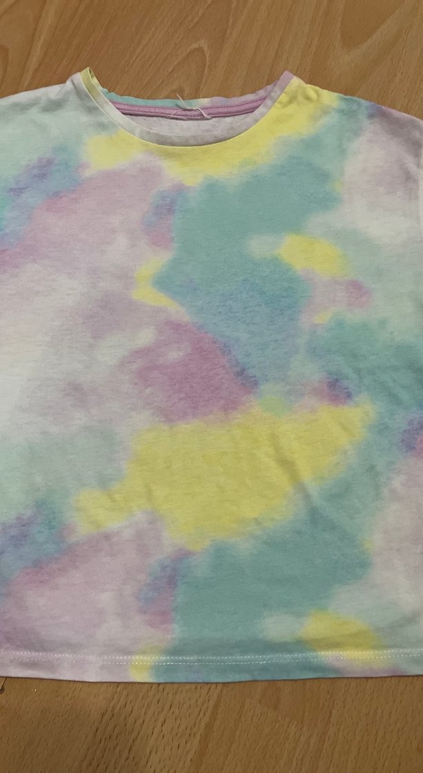 Kız Çocuk Pastel Renkli Batik Desenli Tişört - Görsel 3