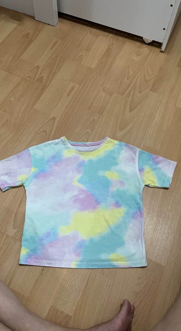 Kız Çocuk Pastel Renkli Batik Desenli Tişört - Görsel 2