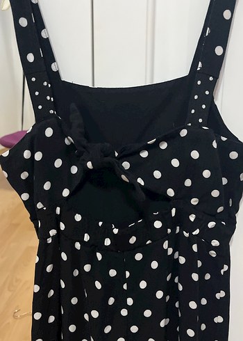 Puantiye Desenli Siyah çocok Uzun Tulum - Görsel 4