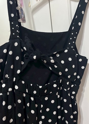 Puantiye Desenli Siyah çocok Uzun Tulum - Görsel 5