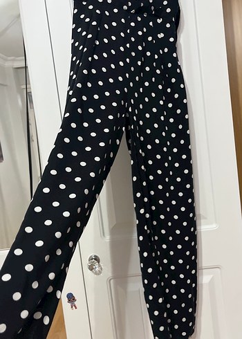 Puantiye Desenli Siyah çocok Uzun Tulum - Görsel 2