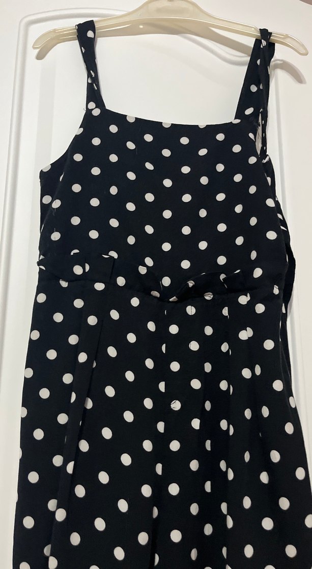 Puantiye Desenli Siyah çocok Uzun Tulum - Görsel 3