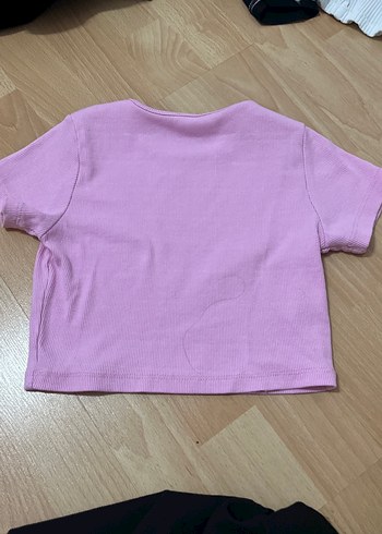 Mor Baskılı Kız Çocuk Kısa Kollu crop - Görsel 2