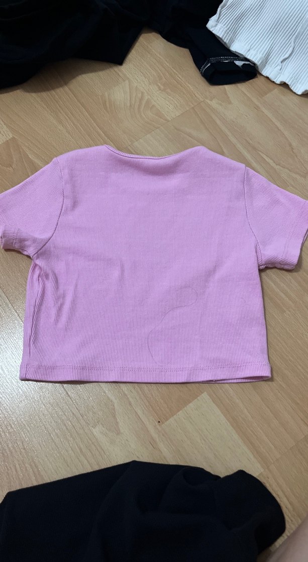 Mor Baskılı Kız Çocuk Kısa Kollu crop - Görsel 2