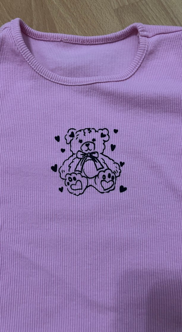 Mor Baskılı Kız Çocuk Kısa Kollu crop - Görsel 3