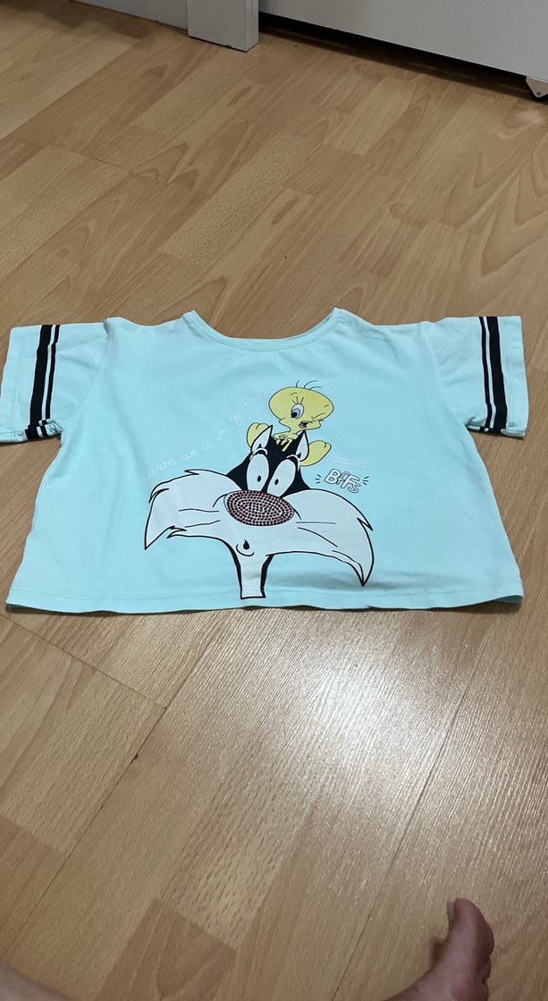 Mavi Baskılı Kız Çocuk Tişörtü - Görsel 3