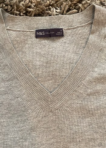 s Beden M&S Gri V Yaka şık bluz