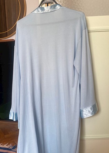 Uzun, bol kesim mavi kadın  hamile sabahlığı - Görsel 4