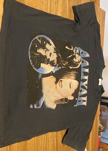 Kadın Siyah Baskılı Uzun Kollu oversize Denim tişört - Görsel 2