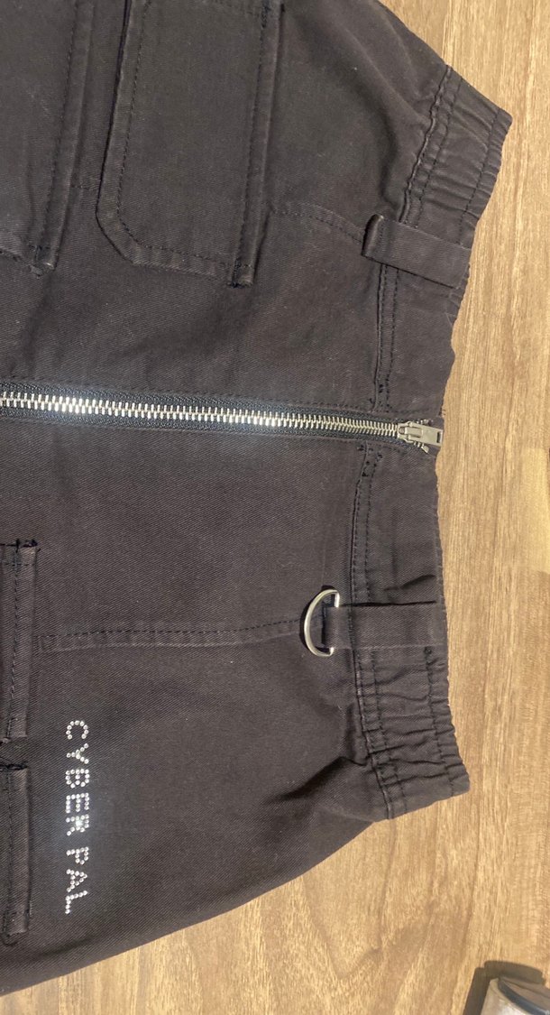 Siyah Cepli Fermuarlı Mini Denim Etek - Görsel 4