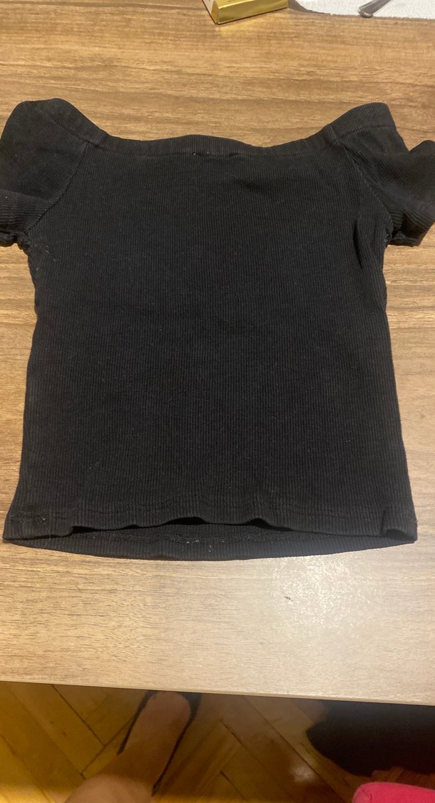 Siyah Kısa Kollu  boşu Kadın Bluz - Görsel 3