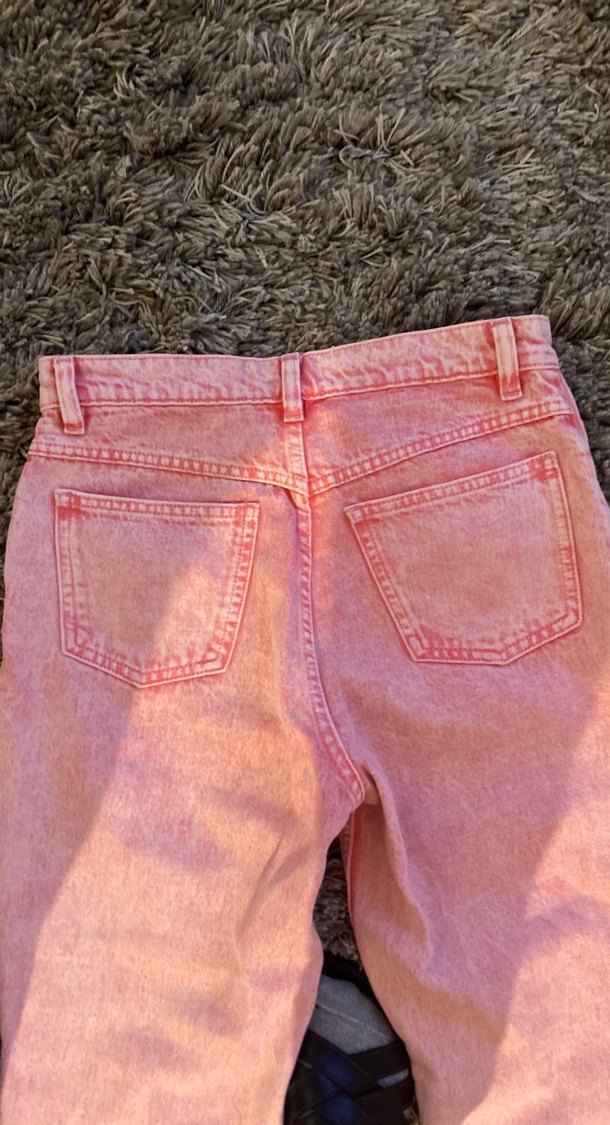 Pembe normal kesim taşlanmış  KadınKot Pantolon - Görsel 4