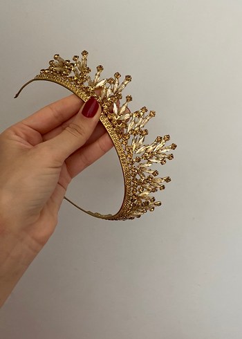 Parlak Altın Taşlı Gelin Tacı - Görsel 2